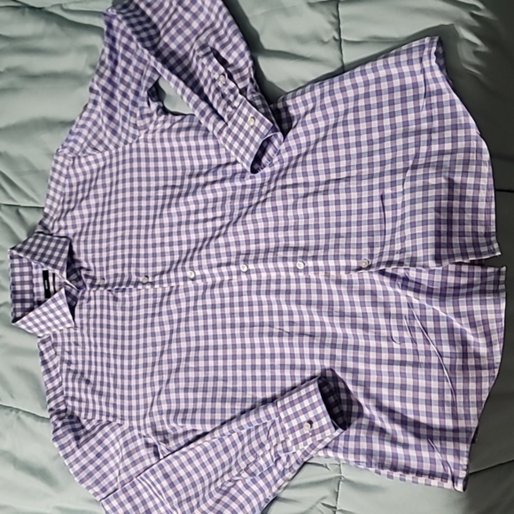 BOSS Hugo Boss White/Blue/Purple Check Slim Fit LS BD Men's 41/16